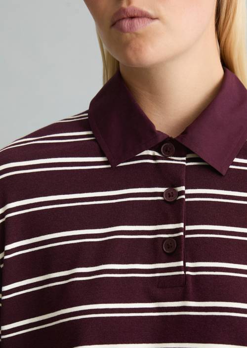 Relaxed-Fit Long-Sleeve Polo Shirt Dark Red in detail view