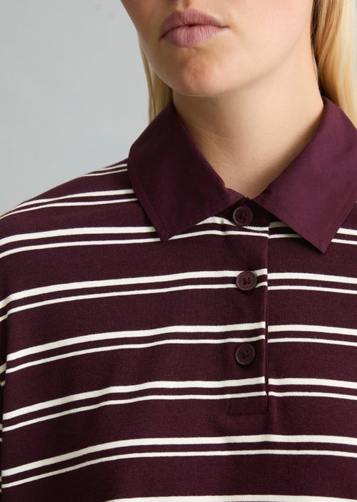Relaxed-Fit Long-Sleeve Polo Shirt — Dark Red