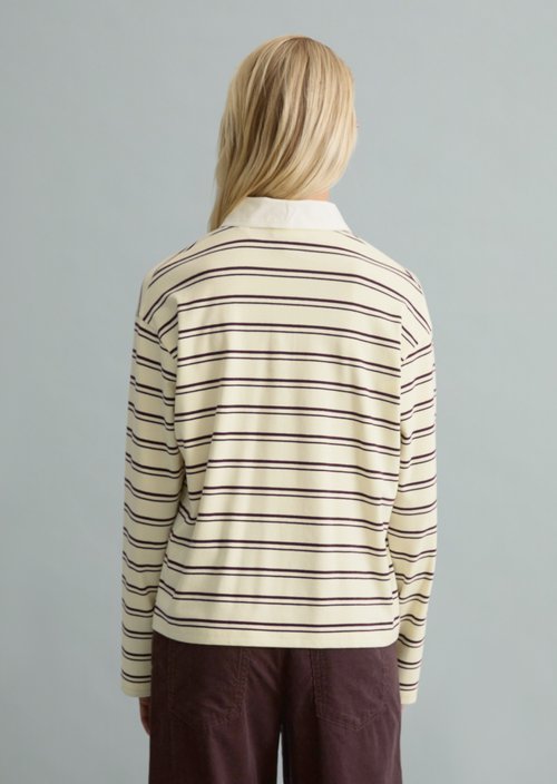 Relaxed-Fit Long-Sleeve Polo Shirt — Light Yellow