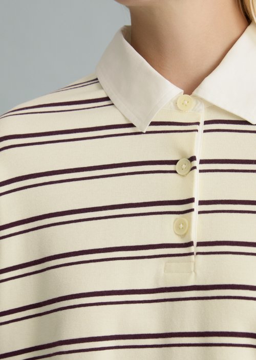 Relaxed-Fit Long-Sleeve Polo Shirt — Light Yellow