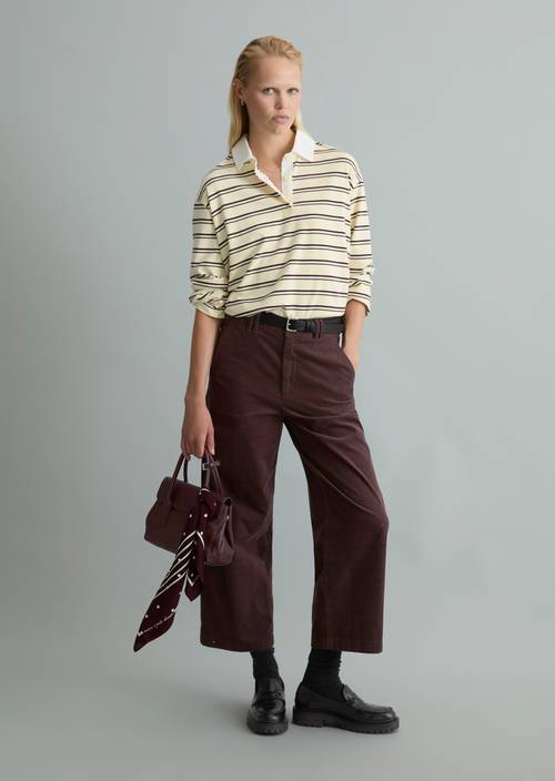 Langarm-Poloshirt relaxed Light Yellow in Frontalansicht