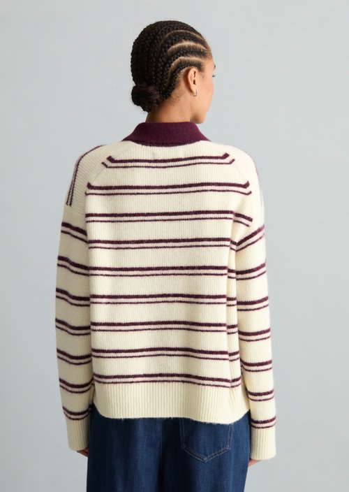 Oversized Striped Knit Polo Shirt — Bright Yellow