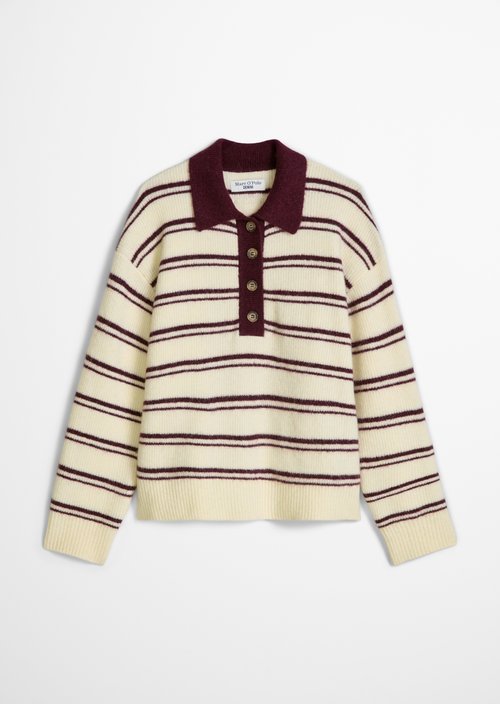 Oversized Striped Knit Polo Shirt — Bright Yellow