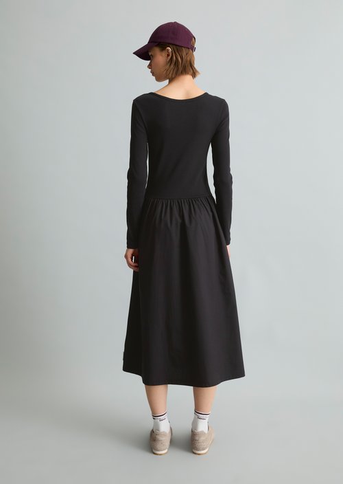 Flared jersey dress — Black