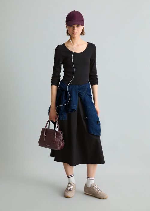 Flared jersey dress — Black