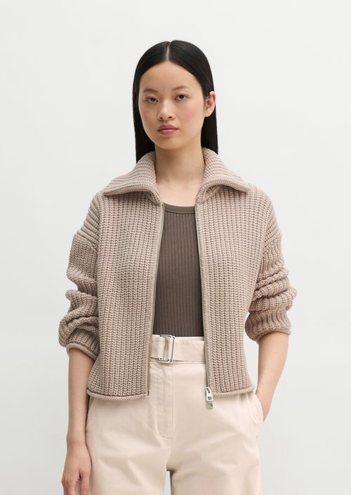 Zip cardigan loose — Natural