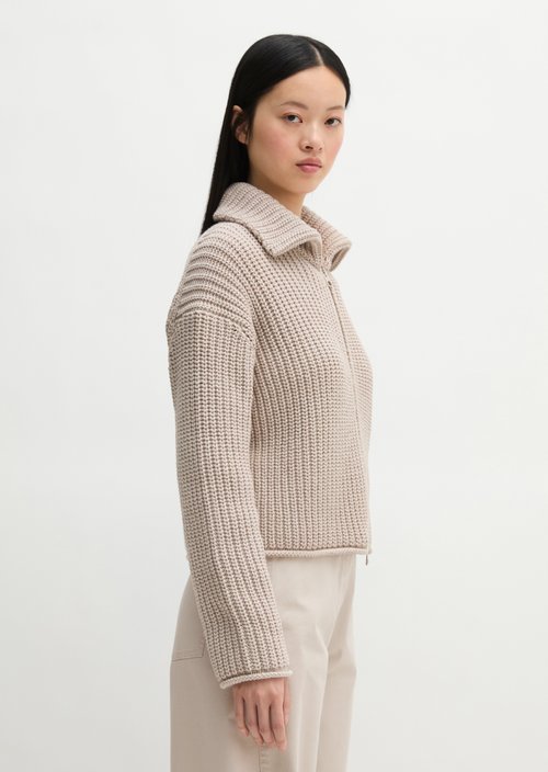 Zip cardigan loose — Natural