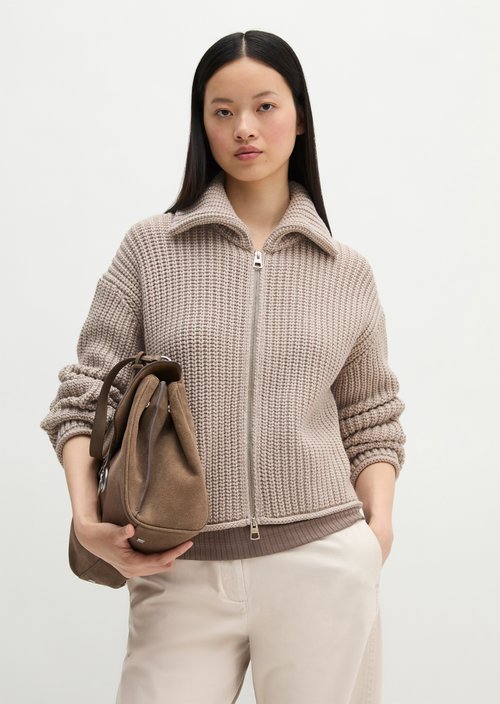 Zip cardigan loose — Natural