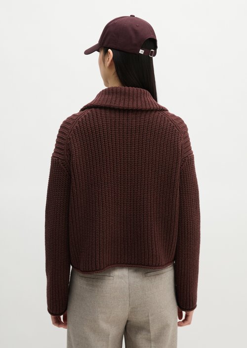 Zip cardigan loose — Black Cherry