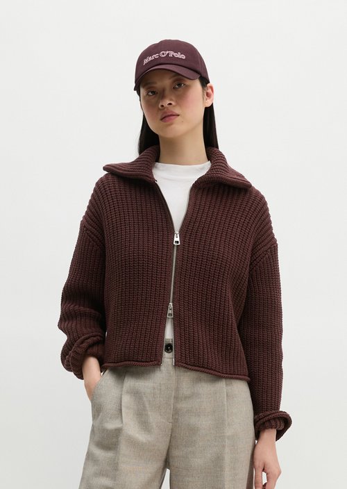 Zip cardigan loose — Black Cherry