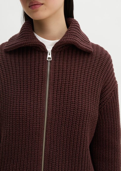 Zip cardigan loose — Black Cherry