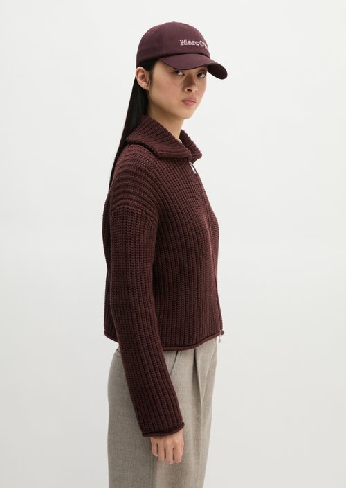 Zip cardigan loose — Black Cherry