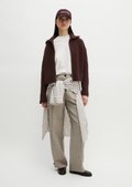 Zip cardigan loose made from an organic cotton blend - red