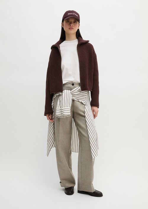 Zip cardigan loose — Black Cherry