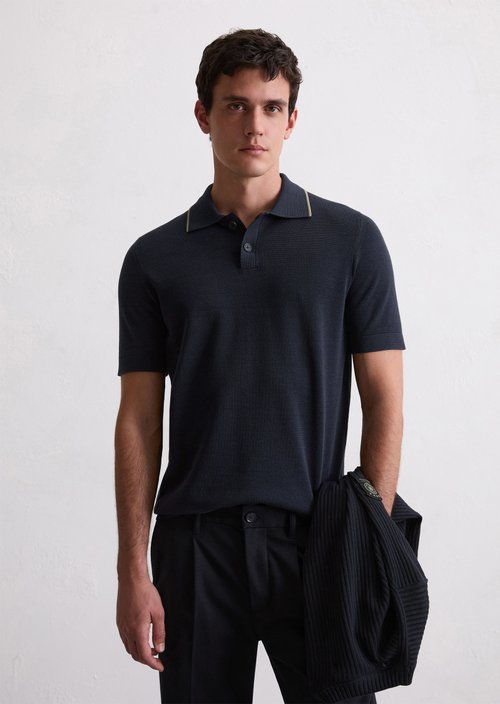 Strick-Poloshirt DFB Travel Collection — Deep Night Blue