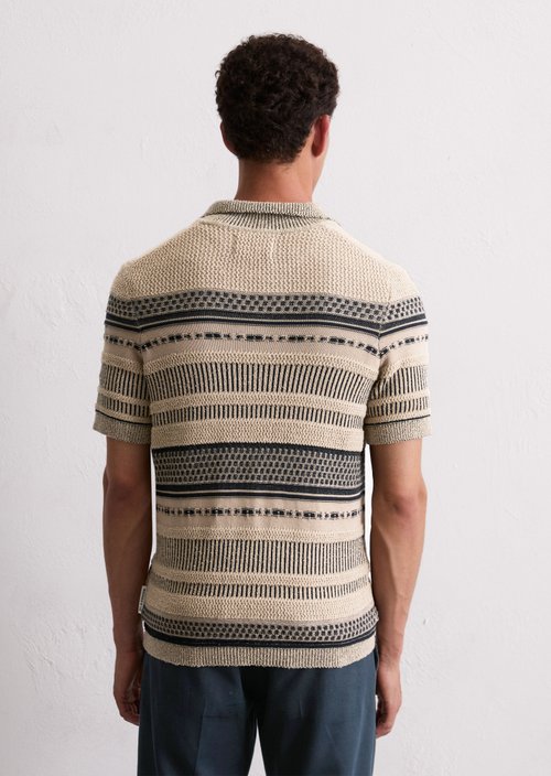 Regular short-sleeved sweater — Medium Beige