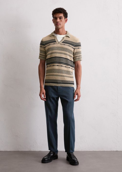 Regular short-sleeved sweater — Medium Beige