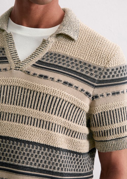 Regular short-sleeved sweater — Medium Beige