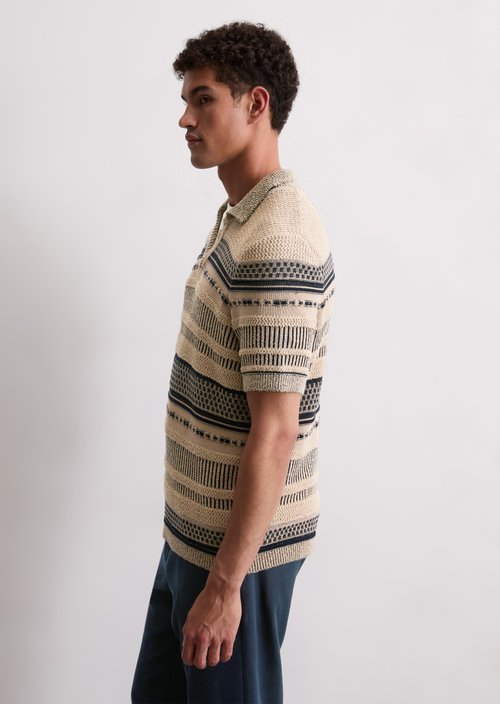 Regular short-sleeved sweater — Medium Beige