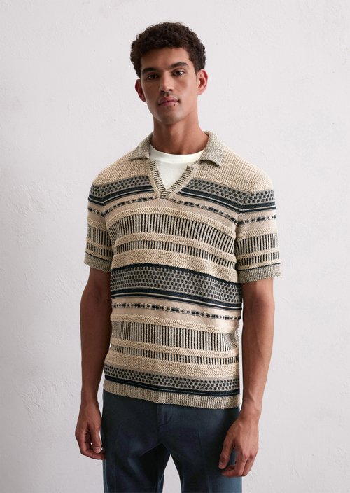 Regular short-sleeved sweater — Medium Beige