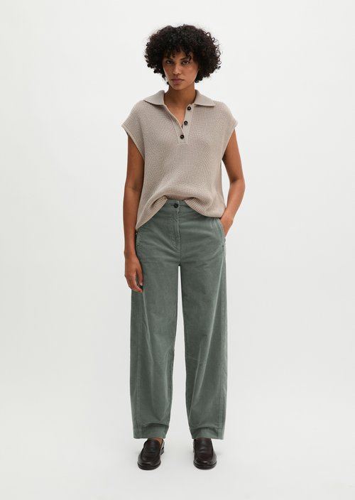 Fine cord trousers model Minu barrel — Foggy Blue