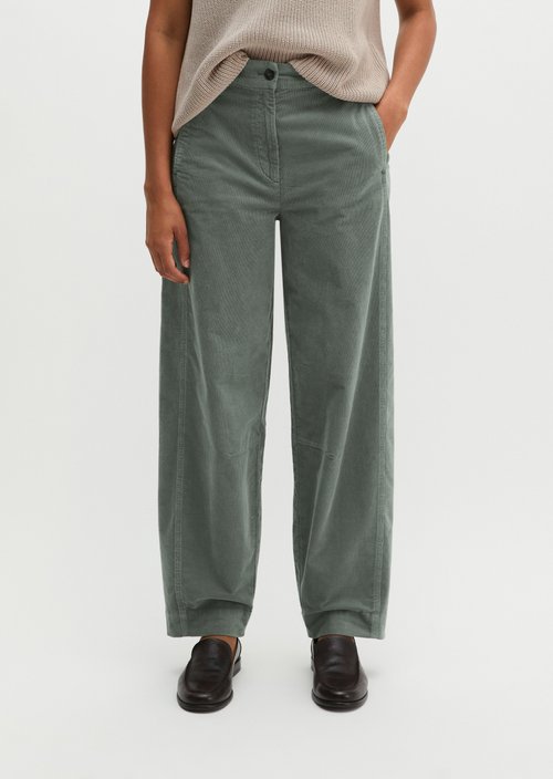 Fine cord trousers model Minu barrel — Foggy Blue