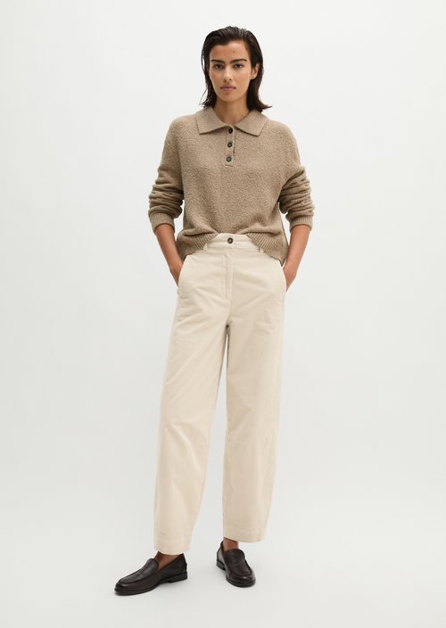 Fine cord trousers model Minu barrel — Linen Beige