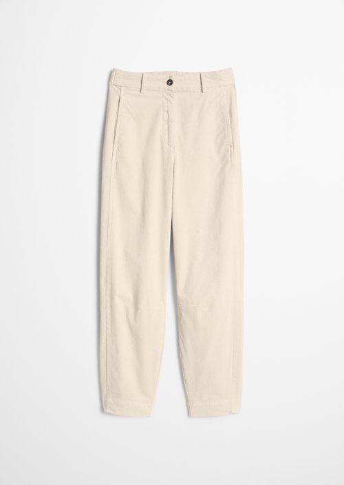 Fine cord trousers model Minu barrel — Linen Beige