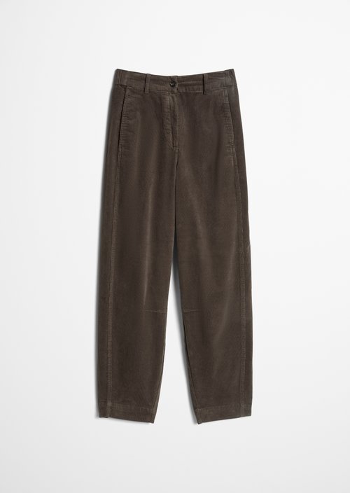 Fine cord trousers model Minu barrel — Brown