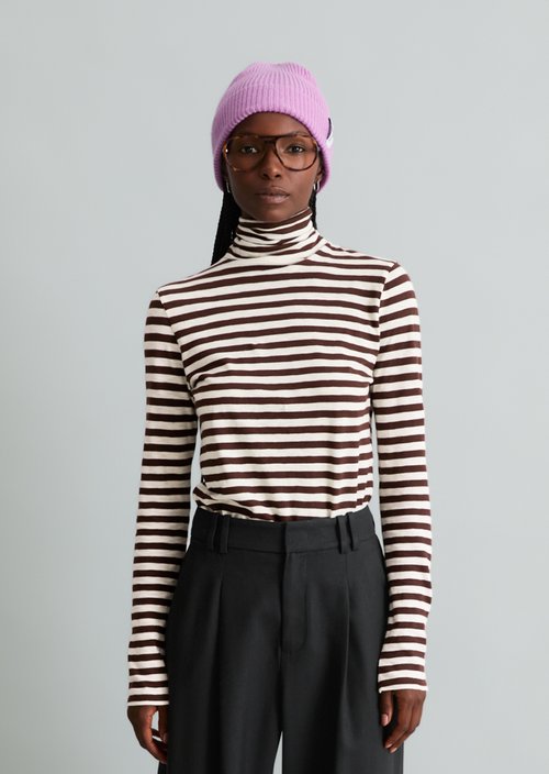 Long-sleeve shirt with a turtleneck — Dark Brown