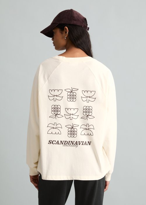Relaxed college-style long-sleeve shirt — White Blush