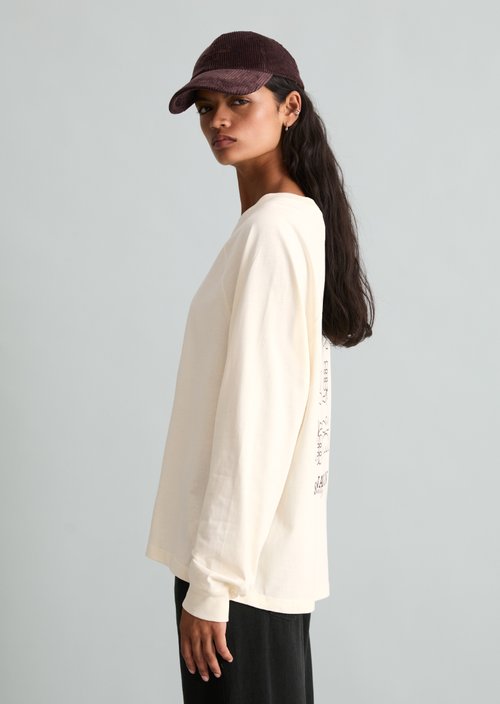 Relaxed college-style long-sleeve shirt — White Blush