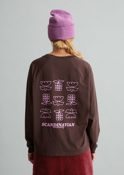 Relaxed college-style long-sleeve shirt — Espresso Brown
