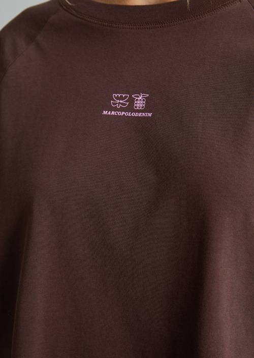 Longsleeve in relaxed college-stijl Espresso Brown in detailaanzicht