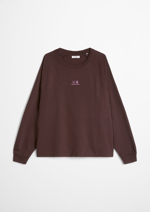 Relaxed college-style long-sleeve shirt — Espresso Brown