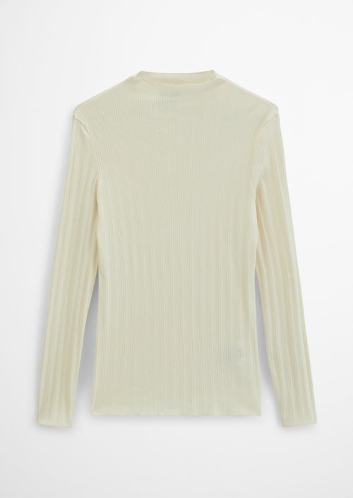 Slim-Fit Ribbed Long-Sleeve Shirt — White Blush