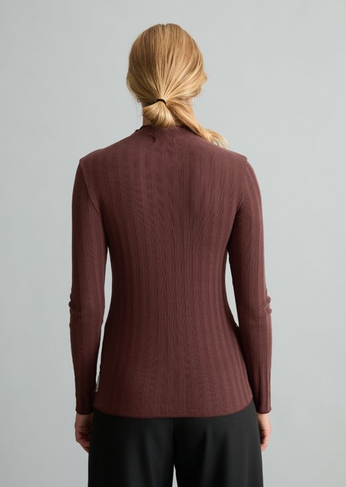 Slim-Fit Ribbed Long-Sleeve Shirt — Espresso Brown