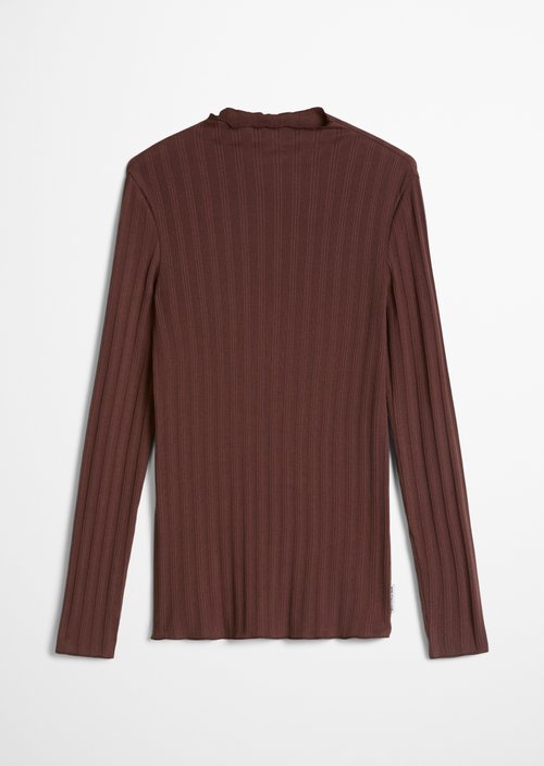 Slim-Fit Ribbed Long-Sleeve Shirt — Espresso Brown