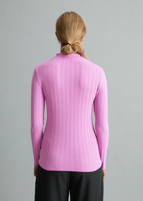 Slim-Fit Ribbed Long-Sleeve Shirt — Smoky Grape