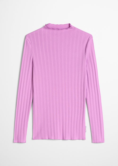 Slim-Fit Ribbed Long-Sleeve Shirt — Smoky Grape