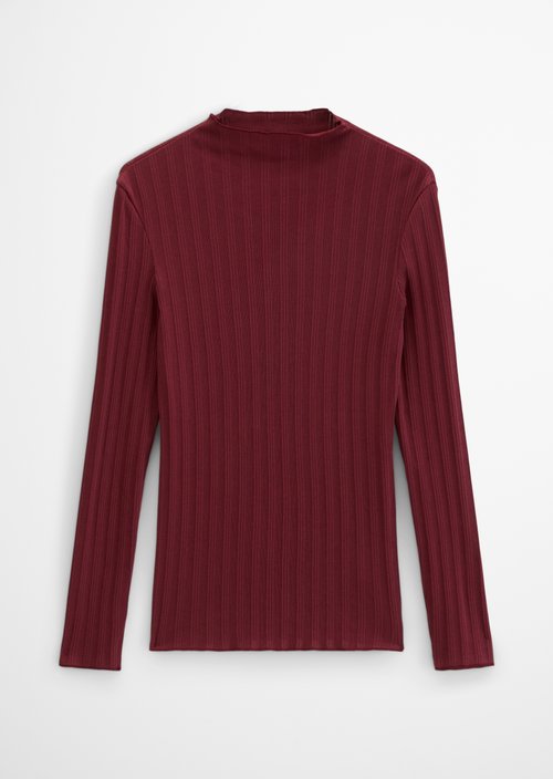 Slim-Fit Ribbed Long-Sleeve Shirt — Deep Burgundy