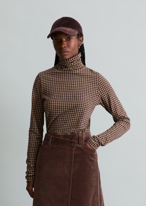 Printed Slim-Fit Long-Sleeve Turtleneck — Black