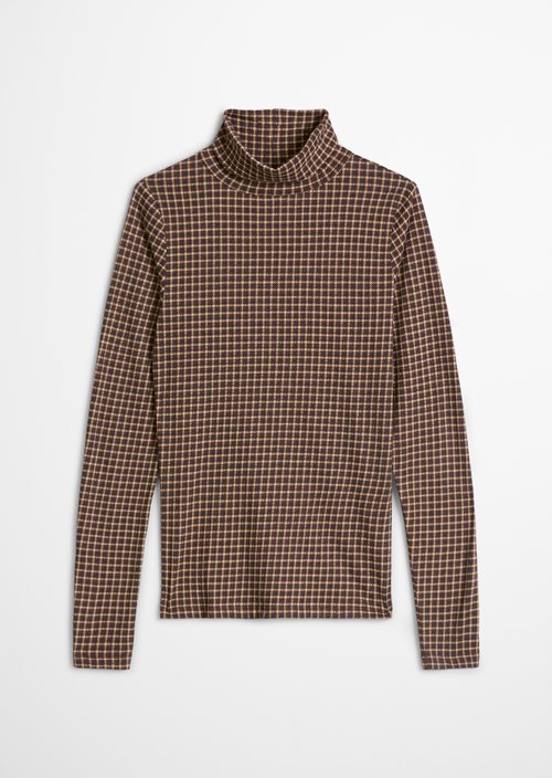 Printed Slim-Fit Long-Sleeve Turtleneck — Black