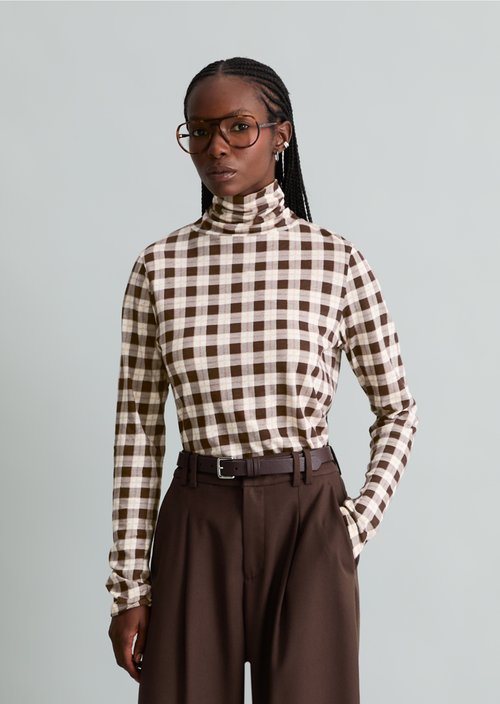 Printed Slim-Fit Long-Sleeve Turtleneck — Offwhite