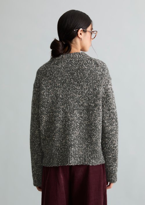Relaxed Tweed Cardigan — Light Graphite