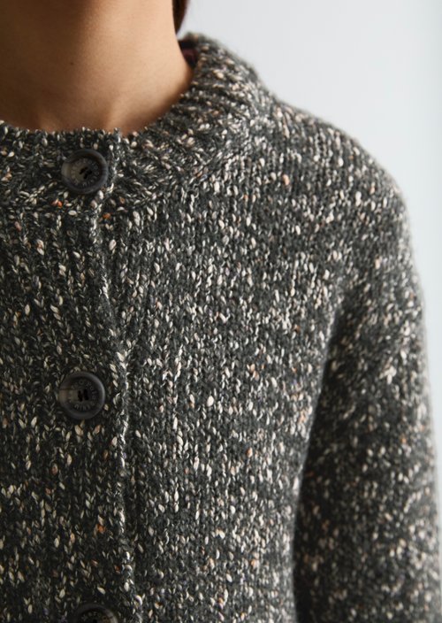 Relaxed Tweed Cardigan — Light Graphite