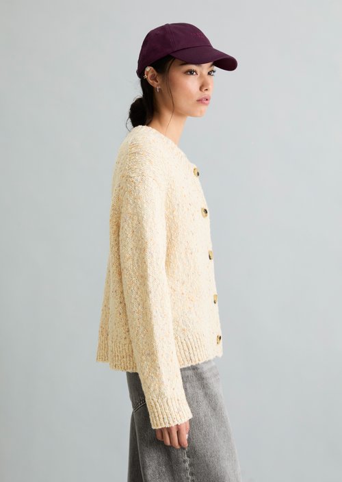 Relaxed Tweed Cardigan — Silky White