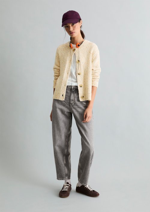 Relaxed Tweed Cardigan — Silky White