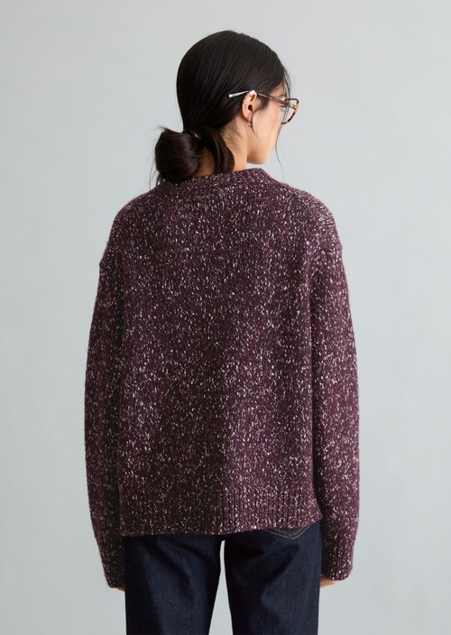 Relaxed Tweed Cardigan — Mahagony Jam