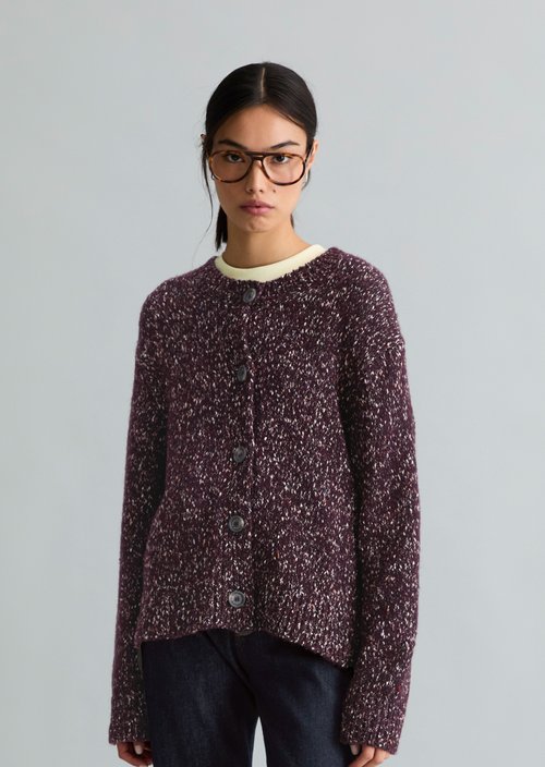 Relaxed Tweed Cardigan — Mahagony Jam